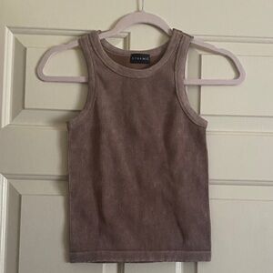 NWOT Dynamic Brown Taupe Ribbed Crop Top, Size XS